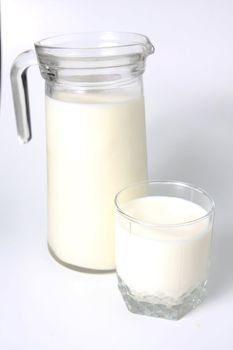 Jug and glass with fresh milk