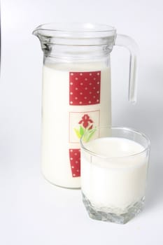 Jug and glass with milk