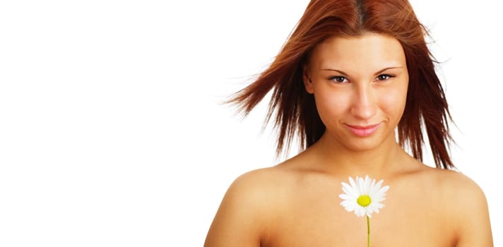 Beautiful spa woman against a white background.