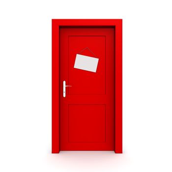 single red door closed with door sign dummy