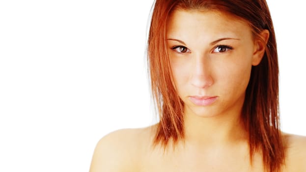 Beautiful spa woman against a white background.