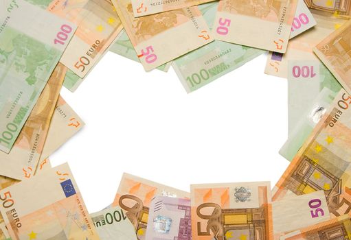 business financial money frame of euro notes currency frame or border