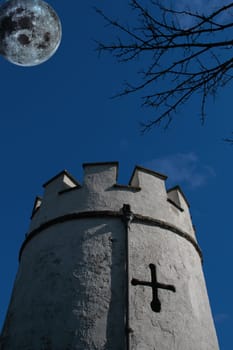 an old ancient tower on the shannon river in ireland