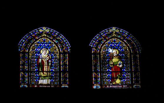 image of a window of a cathedral with images of saints