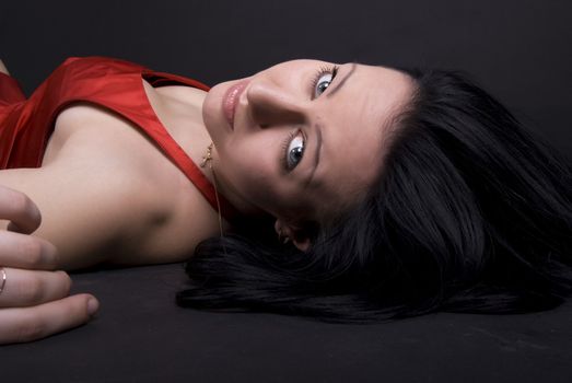 Portrait of a young beautiful brunette  relaxing