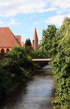 a medieval tower in a old town