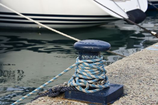 Details of a bollard on a quay