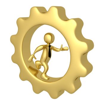 Computer Generated Image - Businessman Running Inside A Cog.