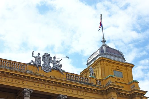 Croatian national theater in Zagreb by day detail