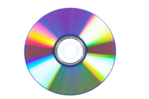 Macro view of optical disk with colorful reflections