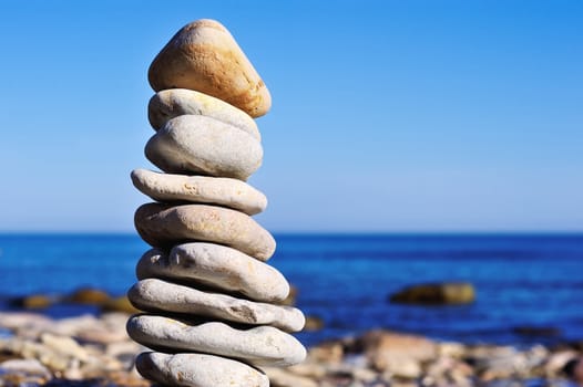 Stack of a several gravel on the coast