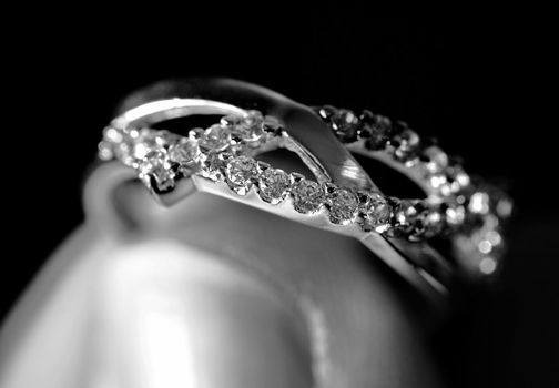 White Gold engagement Ring with several diamonds