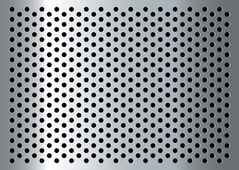 Silver abstract metal background with holes and light reflection