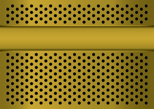 Golden abstract metal background with banner blank copyspace