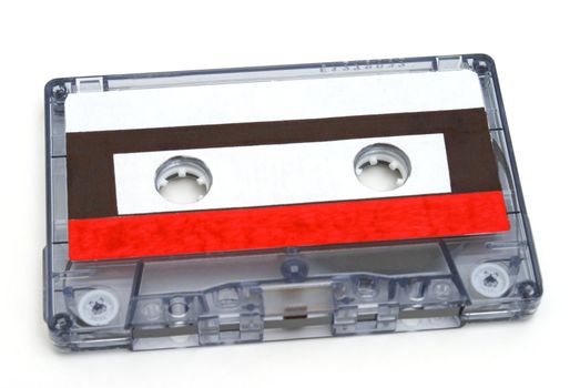 A blank cassette tape on white background.