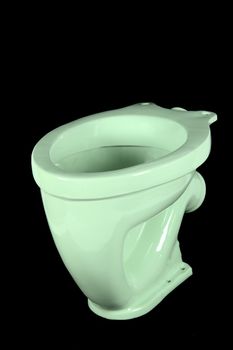 The light green toilet bowl, isolated on black background
