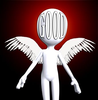 An angelic cartoon figure representing heavily and good concepts. 