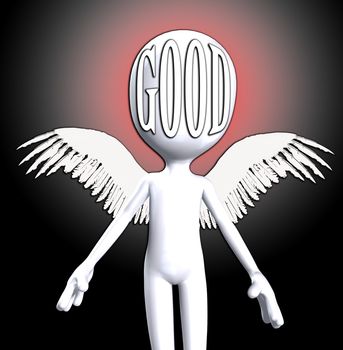 An angelic cartoon figure representing heavily and good concepts. 