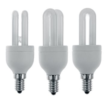 Three spare light bulbs isolated on white background.