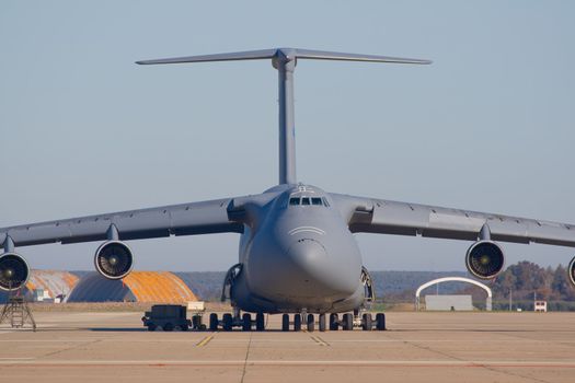 Military plane of transportation of materials and people 