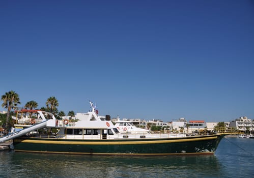 antique yacht at Kos harbour, Greece