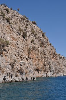 entrance of Kalymnos island with tyres dock, Greece