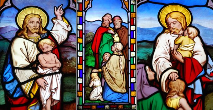 collection of stained glass window from Gloucester Cathedral, England (United Kingdom)
