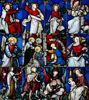 collection of stained glass window from Gloucester Cathedral, England (United Kingdom)