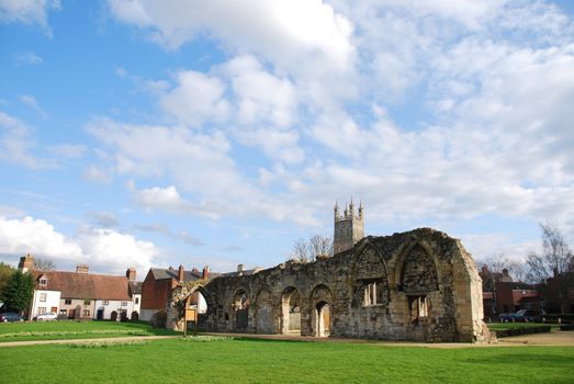 beautiful St Oswald's Priory church ruins in Gloucester, England (UK)