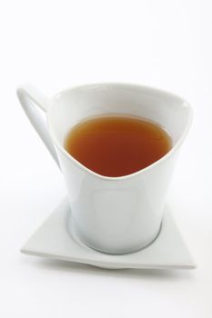 cup of tea over white background