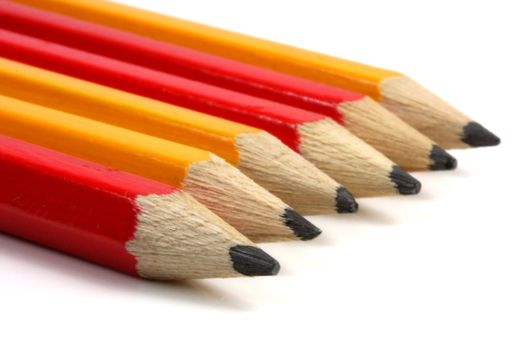 Pencils Ready for back to school isolated white background close up macro