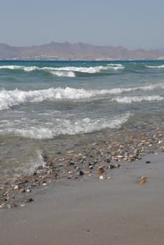 beautiful beach in Kos, Greece (Turkey on the background)