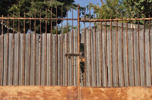 old rusty gate entrance in Kos island, Greece