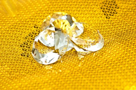 Diamonds on golden pattern
