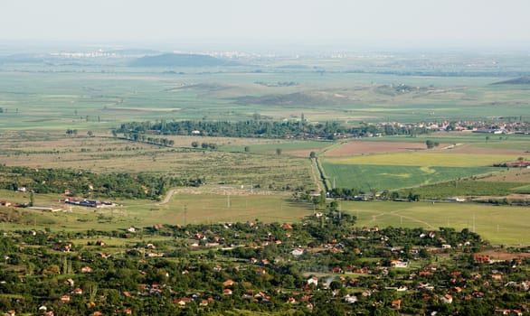 General view from the mountain top at the Thracian valey near Sliven, Bulgaria