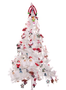 decorated christmas tree isolated on white background (white tree)