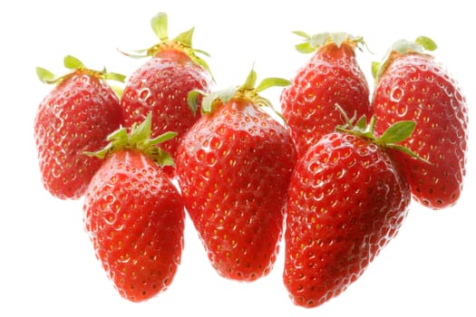 Colorful red ripe strawberries isolated on white