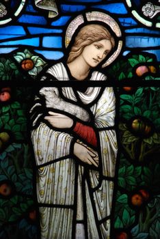 stained glass window in Gloucester Cathedral, England (United Kingdom)