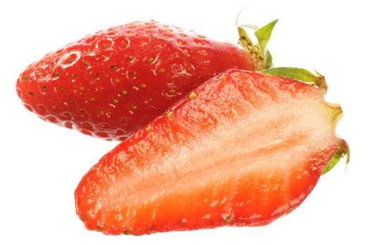 Half of a big red strawberry isolated on white