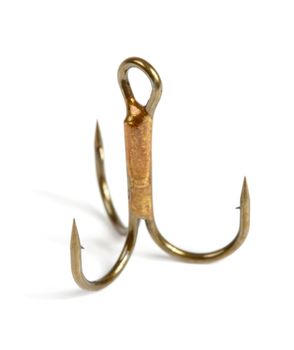 Close-up of a triple fishing hook