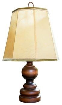 Old wooden desklamp, isolated on a white background with a clipping path