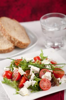 Delicious salad with feta and tomatoes for lunch