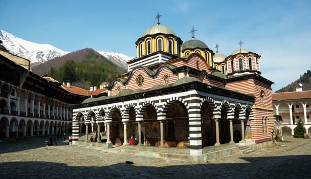 The church in the yard of the Rilski monastery, Bulgaria