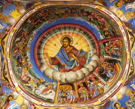 Painting on the dome of the church in Rila monastery