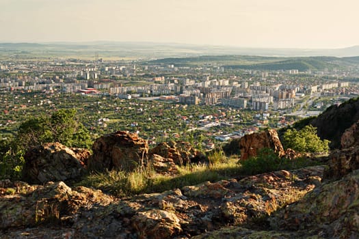 Sliven city, panorama at sunset