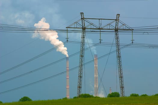 Electric power-station and wires