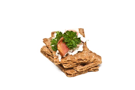Sandwich with crispy bread and ham