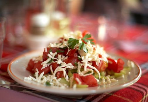 Bulgarian traditional salad with feta cheese- shopska salata - shopska salad