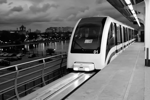 Train is arriving to Moscow light metro station