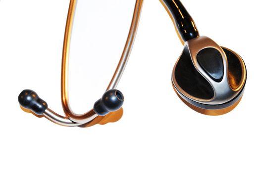 A modern stethoscope on white background.